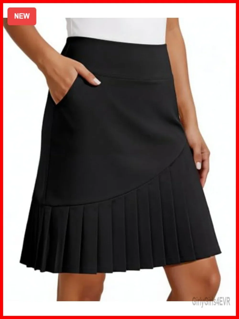 High Waisted Pleated Golf Skort with Pockets & Mesh Shorts